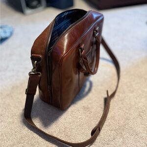 Satchel and Page Diplomat Brown Leather Briefcase